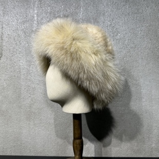 高端】限量 风吹半夏 水貂毛针织弹力帽身狐狸毛边 冬季皮草帽