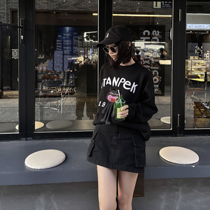 毛衣女秋冬2023新款圆领套头长袖针织衫上衣宽松大码慵懒风卫衣女