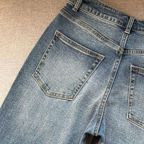 【0317】春夏新款青年流行时尚复古水洗破洞宽松阔腿女士牛仔裤LM