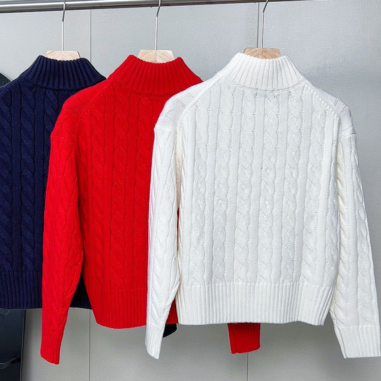 【1025】秋季新款青年流行时尚复古女士半拉链套头针织衫毛衣SW