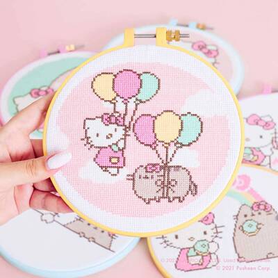 Kitty十字绣pusheen胖吉猫绣画