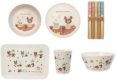 上学熊the bears‘ school读书熊 竹纤维树脂餐具 碗零食水果托盘