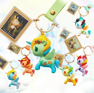 Tokidoki X 兔斯基 世界名画钥匙扣tuzki手办 淘奇多奇独角兽挂件