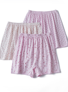 （3条装）100%棉裤加肥中老年女士内裤平角内裤老年大码四角短裤