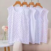 纯棉妈妈宽松打底无袖 3件装 宽肩女士全棉中老年人老太太汗衫