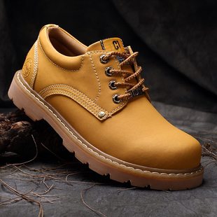 休闲鞋 秋冬户外牛皮CAT低帮钢头防护大头鞋 潮光面男士 鞋 防滑工装