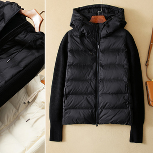 拼接 羊毛针织袖 假两件连帽羽绒服女26250 精致显瘦VERY好穿 蛮文