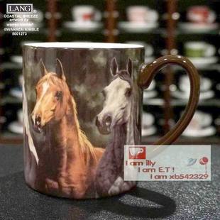 外贸精品LANG马克杯 标准美式马克彩绘杯 骏马咖啡杯 随手杯