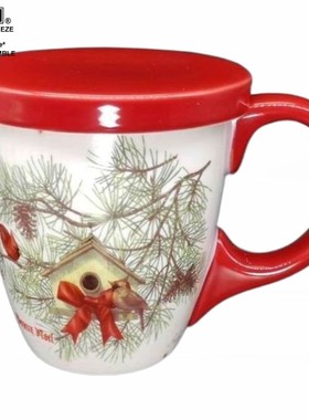 美国原单LANG多用茶滤杯Latte奶特彩绘咖啡套杯 圣诞松雀屋咖啡杯