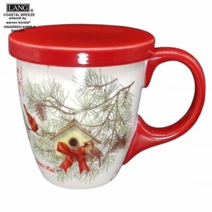 美国原单LANG多用茶滤杯Latte奶特彩绘咖啡套杯 圣诞松雀屋咖啡杯
