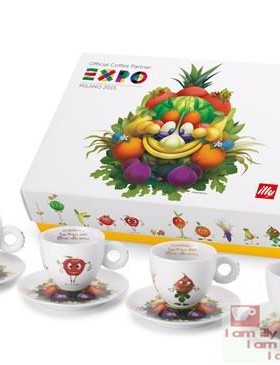 illy咖啡2015年EXPO米兰世博吉祥物典藏杯 四杯浓缩礼盒 正版现货