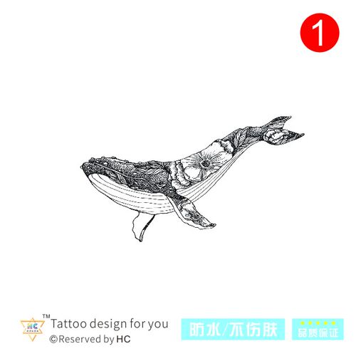 旅游鲸鱼港风防水持久纳米纹身贴