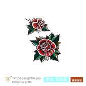 复古玫瑰花纹身贴红玫瑰old school男女欧美防水持久清新刺青日系