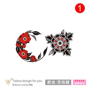 黑色花原创手绘暗黑old 花臂 school花纹身贴胸口肩膀手腕港风日式