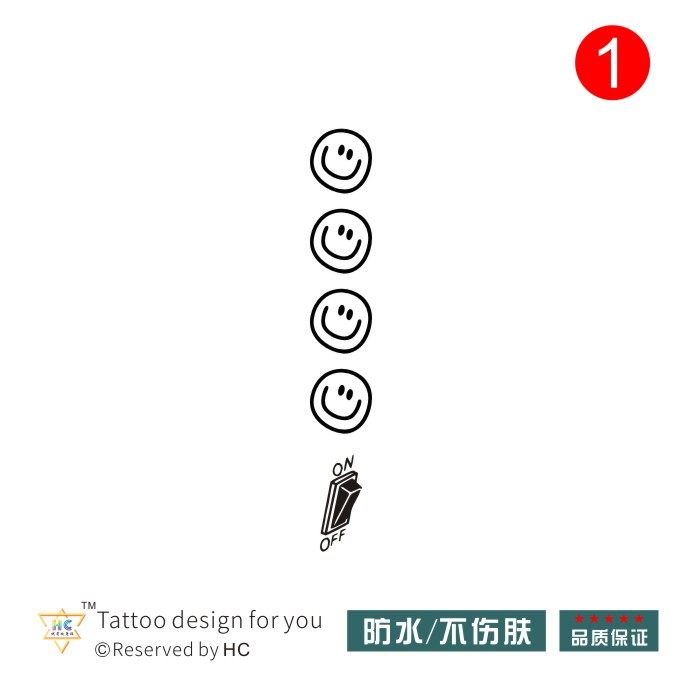 gd笑脸纹身贴权志龙同款纹身微笑黑白小清新简单防水持久韩国情侣