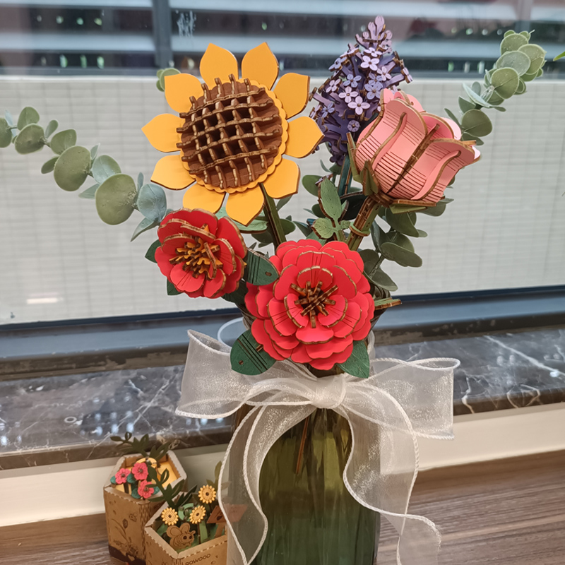 若客木艺繁花拼装积木花立体拼图