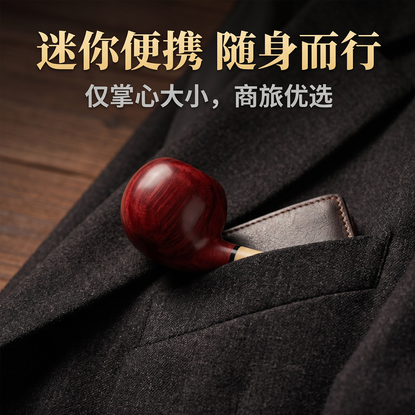 石楠木 黄杨木饰圈 酒红色 小苹果 军插 迷你烟斗 光面/喷砂工艺