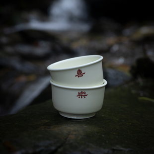 景德镇原创手工私人订制手写陶瓷大主人杯功夫茶杯品茗杯礼盒装