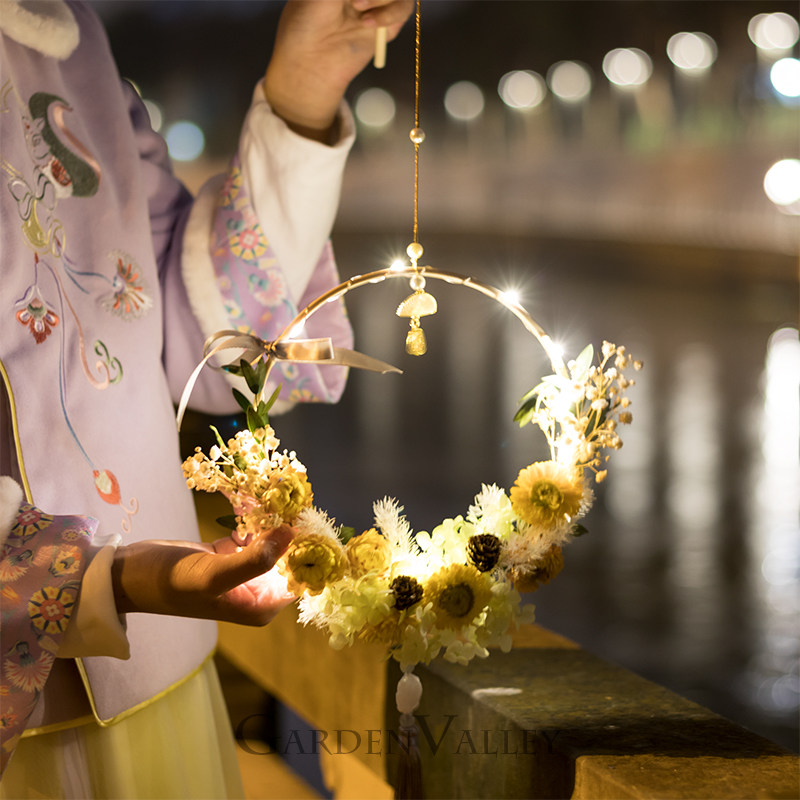 竹编手提发光干花灯笼diy手工材料包春节团建活动社区沙龙,节庆用品/礼品,灯笼,淘宝优惠券,粉丝福利购,淘宝优惠卷