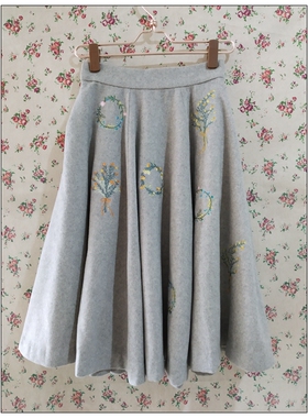 淑女屋专柜正品冬季玫瑰花公主毛呢绣花半身裙ELS01款1680