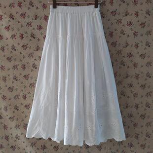 自然元素专柜正品 夏法式复古镂空钩花裙半身裙女裙长裙高腰XSS01