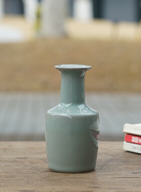 古韵 槌形小瓶  纯手制 南窑笔记 龙泉青瓷花器花道花瓶