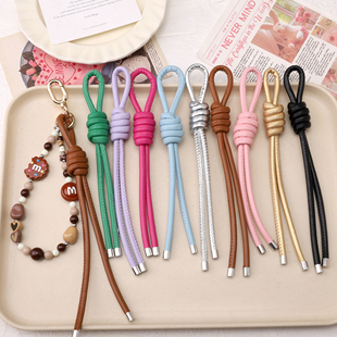 皮质编织绳结DIY钥匙扣挂件创意手腕绳多色可选挂饰配件皮绳材料