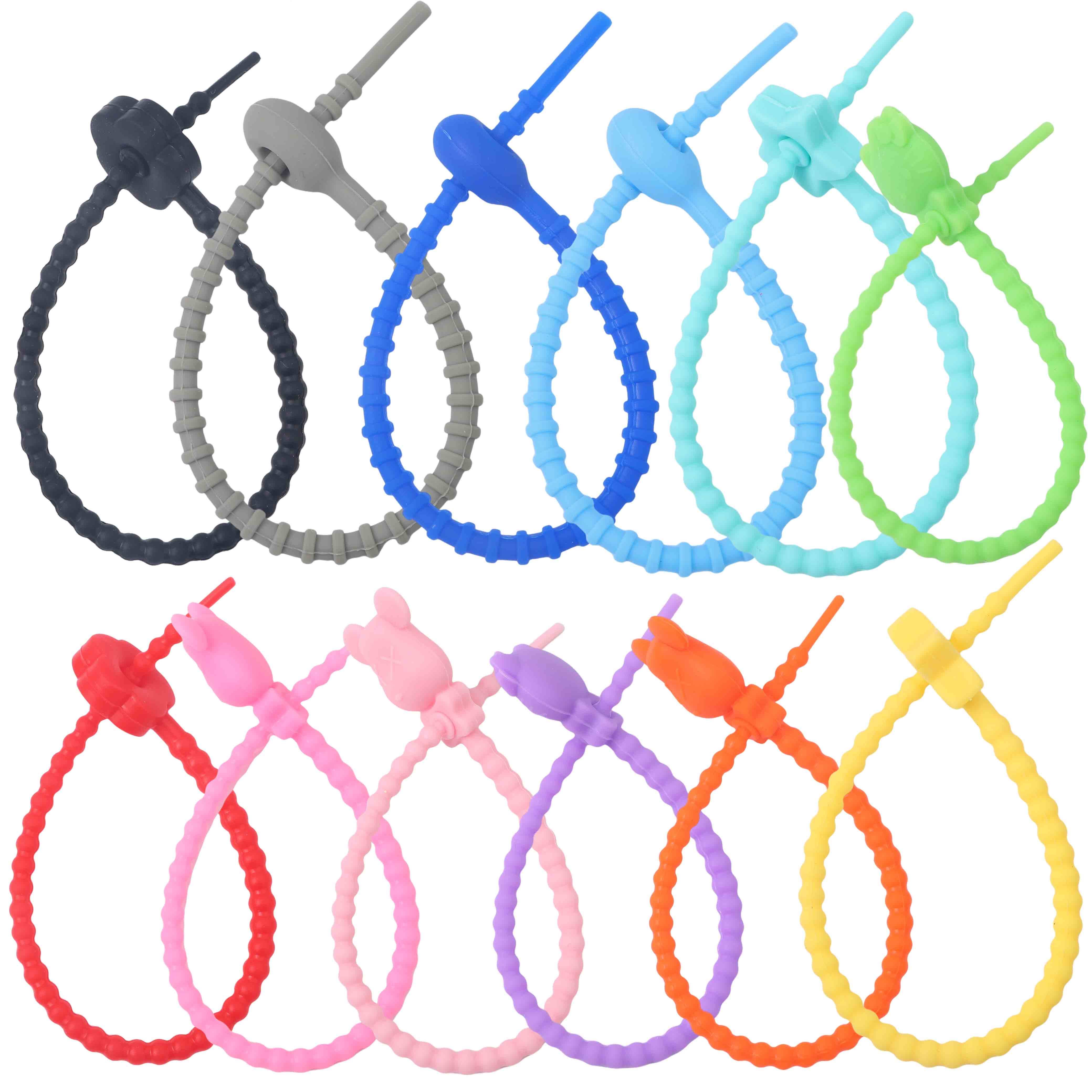 21cm糖果色柔软材料硅胶扎带多功能收纳线DIY钥匙扣链包包链挂绳