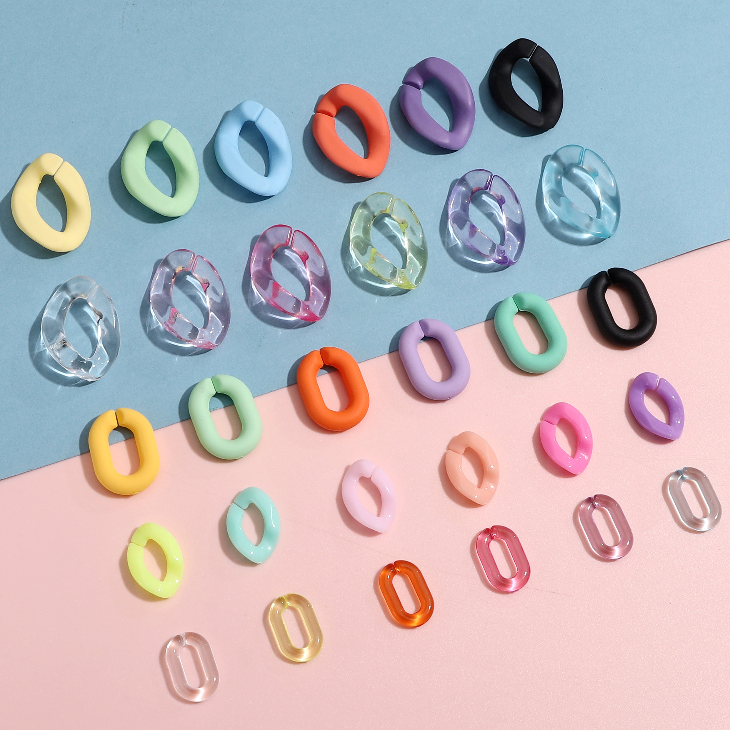 亚克力彩色亮面u型链条插扣椭圆形开口圈DIY饰品发饰手工艺品配件
