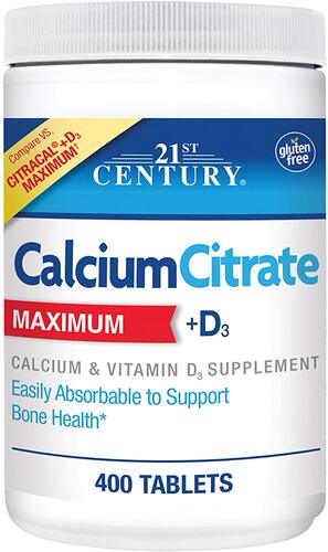 21st Century Calcium Citrate Plus D3 Maximum Tablets, 400 Co
