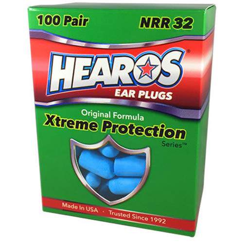 HEAROS XTREME Foam Earplugs, 32dB NRR Ear Plugs, 100 pairs,