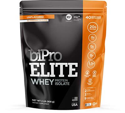 BiPro Elite 100% Whey Isolate Protein Powder, Unflavored, 2