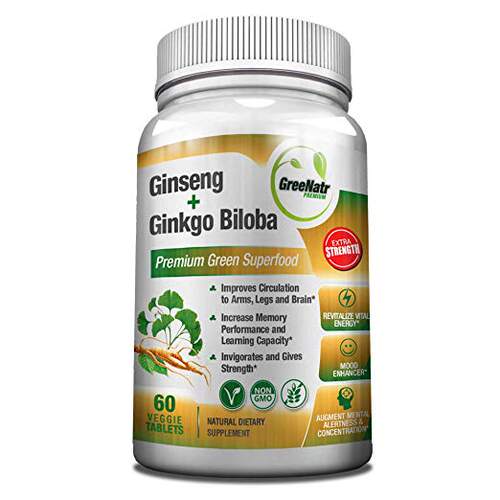 美国代购Panax Ginseng + Ginkgo Biloba Tablets - Premium Non