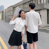 情侣装五分袖衬衫2025新款夏天小鹿绣花修身中袖衬衣815-A007P45，男装T恤，星座716A-1（原星座815）