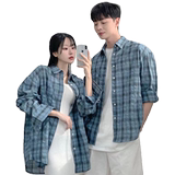 春装~男女生长袖格子衬衣薄款透气衬衫情侣装寸衣外套815-C902P55，男装衬衫，星座716A-1（原星座815）