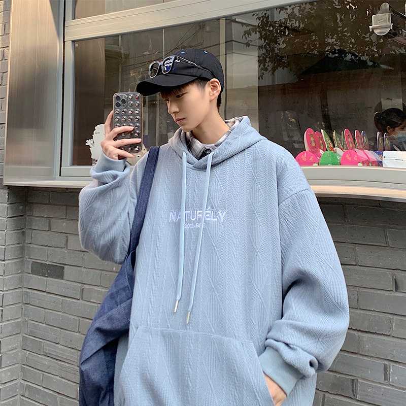 现货~秋宽松连帽针织提花卫衣男装刺绣帽衫外套XZ816B-HW01P68,男装卫衣,星座716A-1（原星座815）