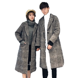 情侣装加棉加厚毛呢大衣中长款千鸟格子风衣男女呢子外套DY01P120，男装风衣，星座716A-1（原星座815）