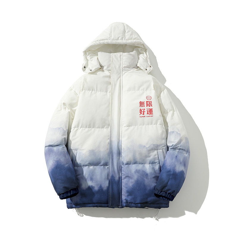 情侣装棉衣渐变色扎染可脱卸帽棉服男女装宽松棉袄外套815-MY09,男装棉衣,星座716A-1（原星座815）