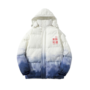 冬装扎染渐变色棉衣宽松港风可脱卸帽棉服加厚外套情侣装MY09P115图片