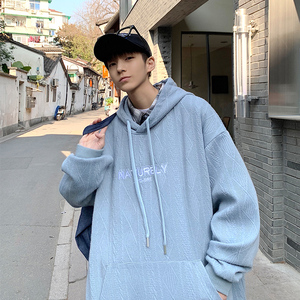 现货~秋装宽松连帽卫衣男式菱形绣花毛衫外套 XZ815-HW01P68图片
