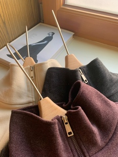 日单 品质特丽绒薄绒翻领半拉链衫高领翻领两穿打底衫上衣女早春