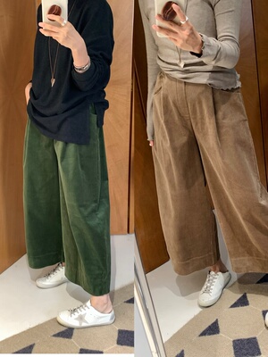 太优秀 不一样的灯芯绒品质松紧高腰日系秋冬显瘦调性阔腿九分裤