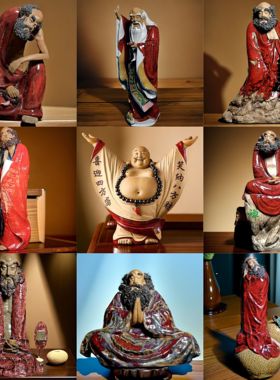 70多款石湾公仔达摩祖师爷陶瓷摆件弥勒佛观音菩萨关公财神爷罗汉