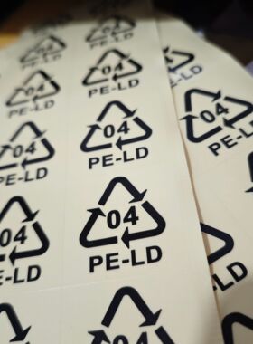 现货4CM方形防水标PELD04标志透明环保回收标识贴纸循环不干胶标