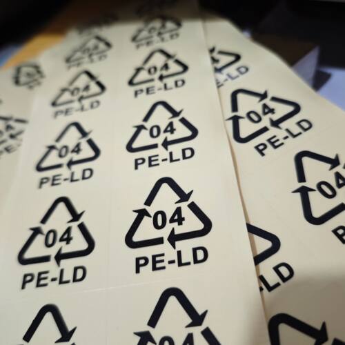 现货4CM方形防水标PELD04标志透明环保回收标识贴纸循环不干胶标