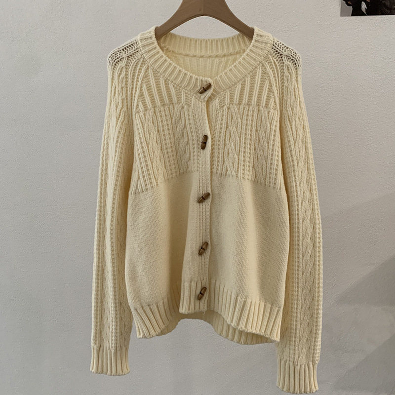 牛角扣小麻花加厚开衫秋冬季新款韩版休闲针织上衣女圆领休闲风,女装/女士精品,毛针织衫,淘宝优惠券,粉丝福利购,淘宝优惠卷