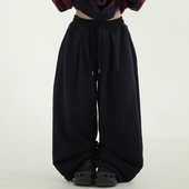 cotton 25A 韩国代购 wide tuck pants抽绳捏褶卫裤 pin banding