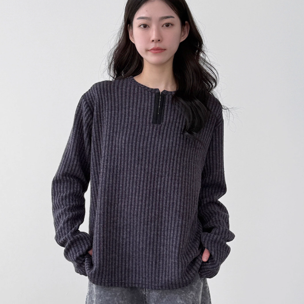 韩国代购套指竖纹针织衫UNISEX