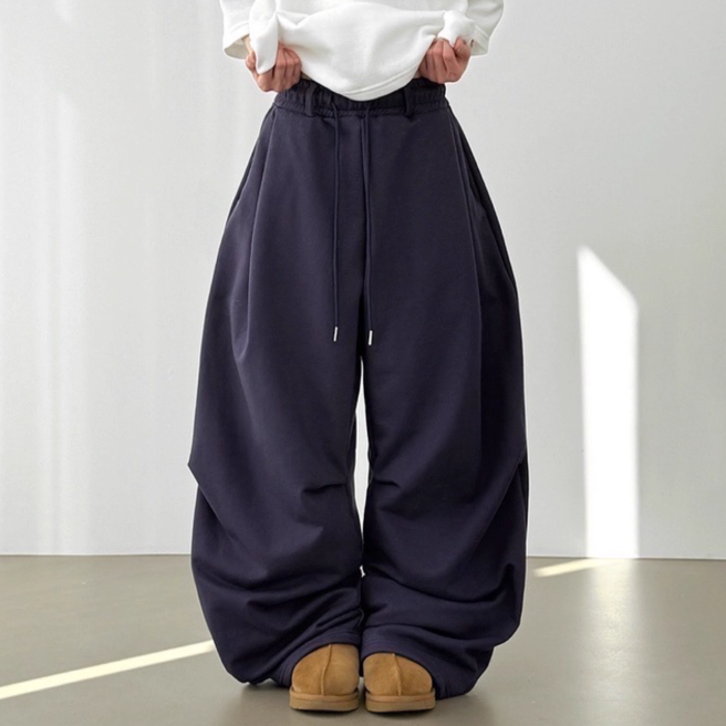 韩国代购设计师加绒宽松长裤