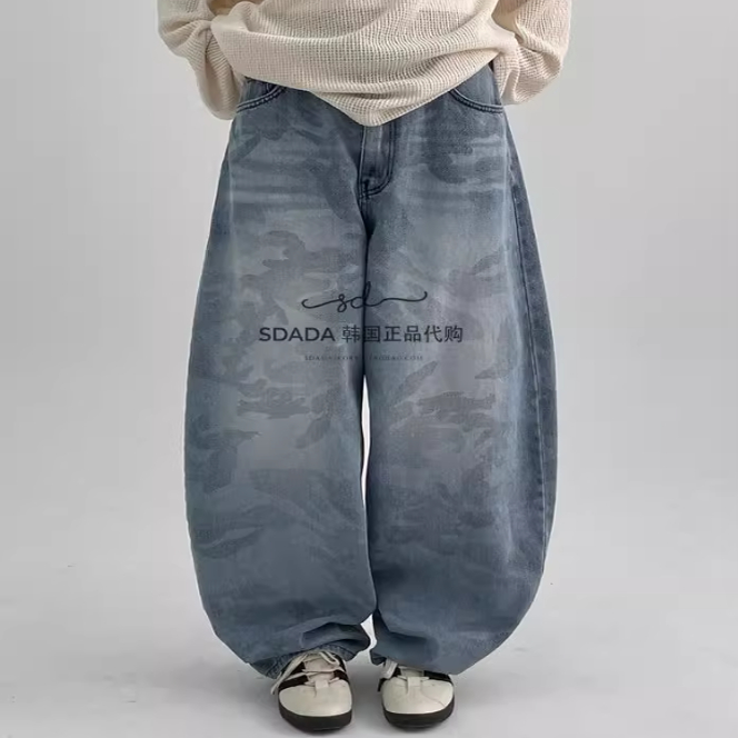 CamoWideBalloonDenimPants